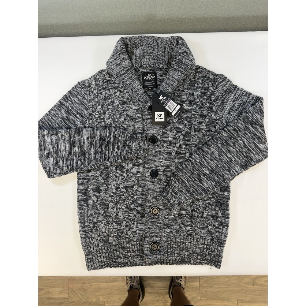 XRAY Jeans Men Gray Cable-Knit Shawl Collar Cardigan Sweater M XMW-39130B